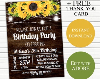 Sunflower invitation Etsy graphic relating to Free Printable Sunflower Template referred to as Sunflower invitation Etsy